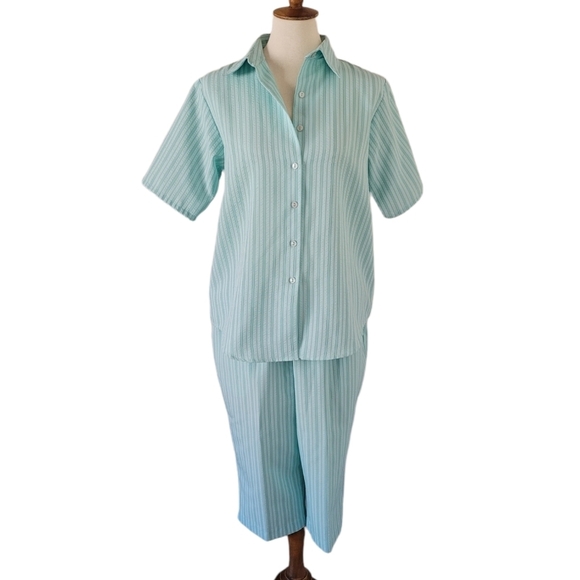 Vintage 1970's Blue and Green Striped Petal Pusher‎ Set - Picture 3 of 9